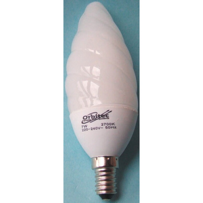 E14 Candle Shape CFL Bulb, 9 W, 2700K