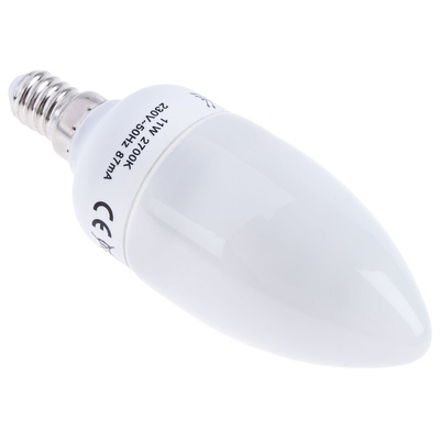 E14 Candle Shape CFL Bulb, 11 W, 2700K, Warm White Colour Tone