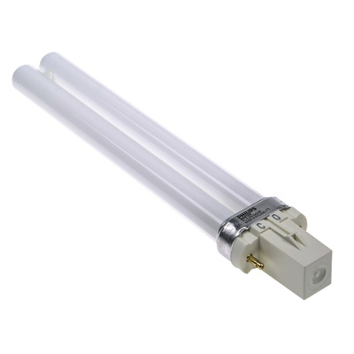 G23 Twin Tube Shape CFL Bulb, 9 W, 4000K, Cool White Colour Tone