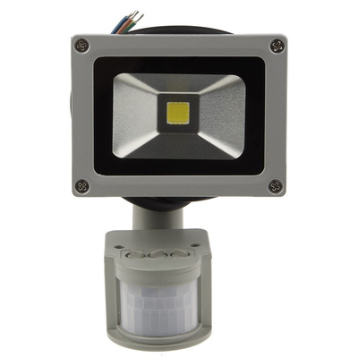RS PRO, Security Floodlight, 1 LED, 10 W, 800 → 900 lm, IP65 PIR, 85 → 265 V ac