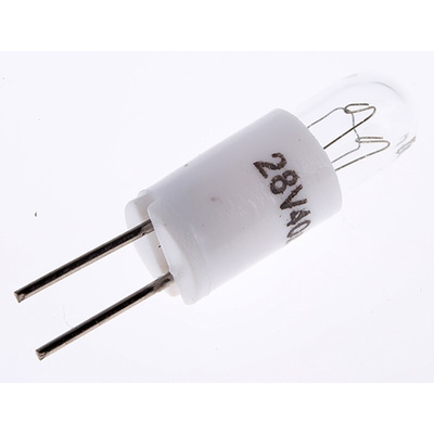 RS PRO Bi-Pin Indicator Light, Clear, 28 V, 40 mA, 1000h