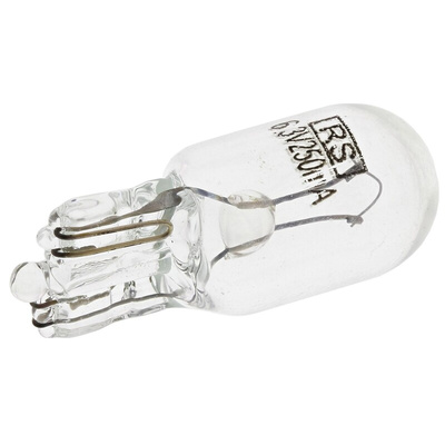 RS PRO Wedge Indicator Light, Clear, 6.3 V, 250 mA, 10000h