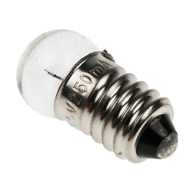 RS PRO E10 Indicator Light, Clear, 2.5 V, 250 mA, 30h
