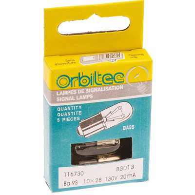 Orbitec BA9s Indicator Light, Clear, 130 V, 20 mA, 1500h