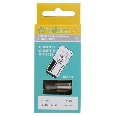 Orbitec BA15d Indicator Light, Clear, 24 V, 200 mA, 2000h