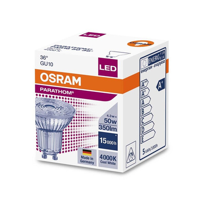 Osram PAR16 GU10 LED Reflector Lamp 4.3 W, 4000K, Cool White, Reflector shape