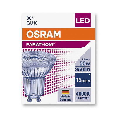 Osram PAR16 GU10 LED Reflector Lamp 4.3 W, 4000K, Cool White, Reflector shape