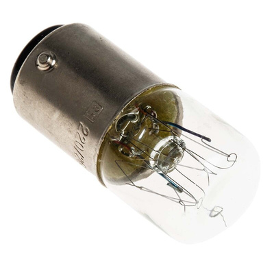 RS PRO BA15d Indicator Light, Clear, 220 → 260 V, 38 mA, 3000h