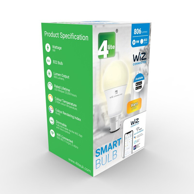 4lite UK 9 W B22 LED Smart Bulb, Warm White