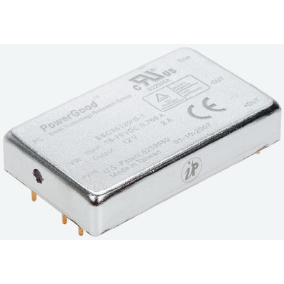 Ideal Power ESC 30W Isolated DC-DC Converter Through Hole, Voltage in 36 → 75 V dc, Voltage out ±24V dc