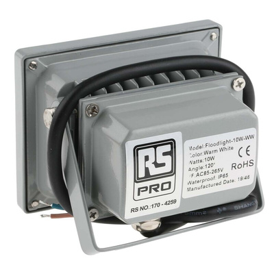 RS PRO Floodlight, 1 LED, 10 W, 850 → 950 lm, IP65, 85 → 265 V ac