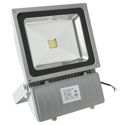 RS PRO Floodlight, 1 LED, 100 W, 8000 → 9000 lm, IP65, 85 → 265 V ac