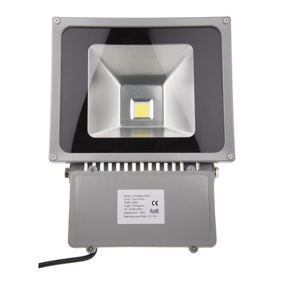 RS PRO Floodlight, 1 LED, 80 W, 6400 → 7200 lm, IP65, 85 → 265 V ac