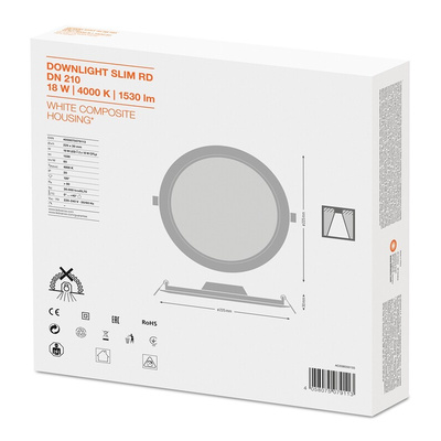 LEDVANCE LED Downlight, 220 → 240 V, 225 x 30 mm, 18 W