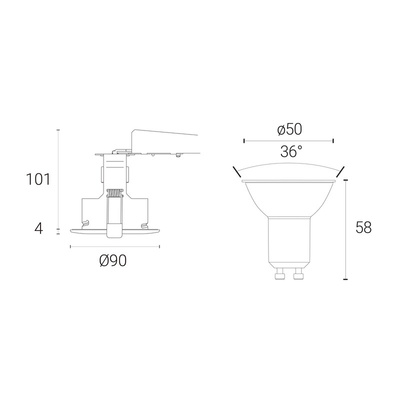 4lite UK Smart LED Downlight 4.9 W Smart Ceiling Light 2700 → 6500K