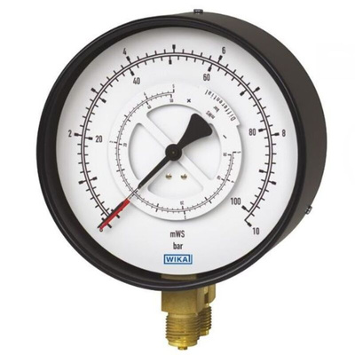 WIKA G 1/2 Analogue Pressure Gauge 10bar Bottom Entry, 48789274, 0bar min.