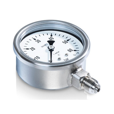 Bourdon Analogue Pressure Gauge 60bar Bottom Entry, MEX3D20B29, 0bar min.
