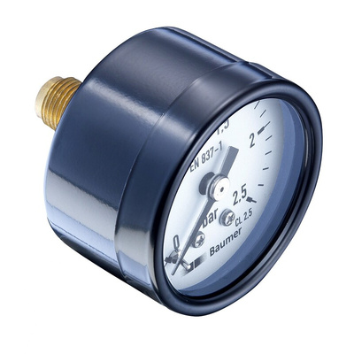 Bourdon Analogue Pressure Gauge 2.5bar Back Entry, MAT1F10B18, UKAS, 0bar min.