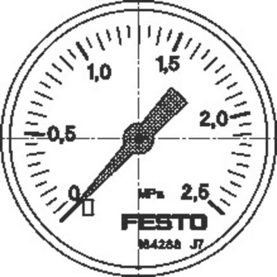 Festo G 1/4 Analogue Pressure Gauge 2.5bar Back Entry, MA-50-2,5-1/4-EN, 0bar min., 162837