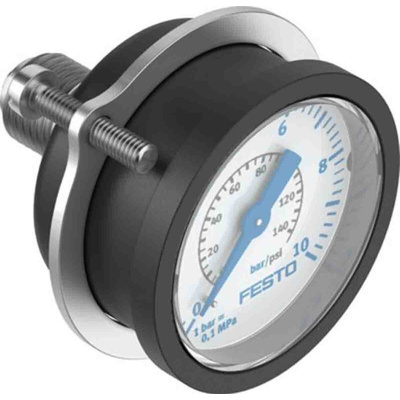 Festo Analogue Pressure Gauge 16bar Back Entry, FMA-50-16-1/4-EN, 0bar min., 159600