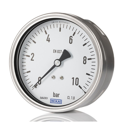 WIKA G 1/2 Analogue Pressure Gauge 0.6bar Back Entry, 9450181, -1bar min., 212.20