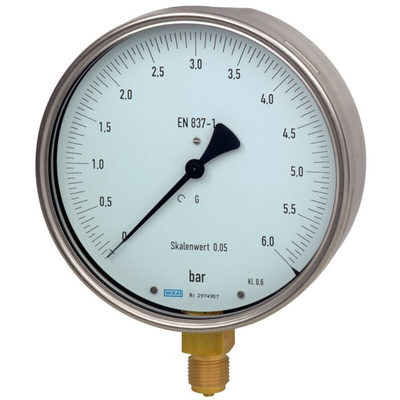 WIKA G 1/2 Analogue Pressure Gauge 250bar Bottom Entry, 9052330, 0bar min., 312.20