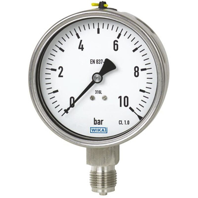 WIKA G 1/2 Analogue Pressure Gauge 250bar Bottom Entry, 48674660, 0bar min.