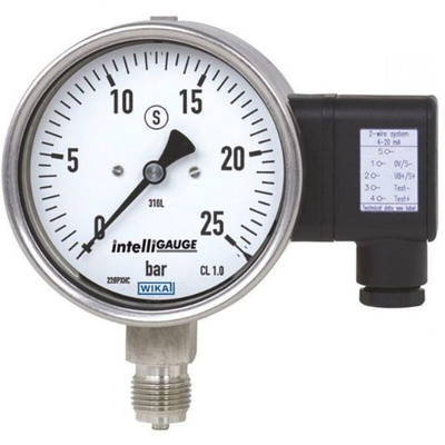 WIKA G 1/2 Analogue Pressure Gauge 40bar Bottom Entry, 12798101, 0bar min.