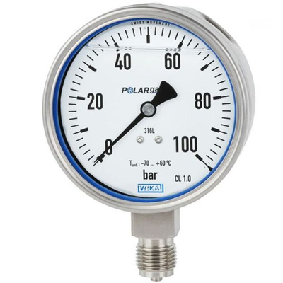 WIKA G 1/2 Analogue Pressure Gauge 140bar Bottom Entry, 48778170, 0bar min.