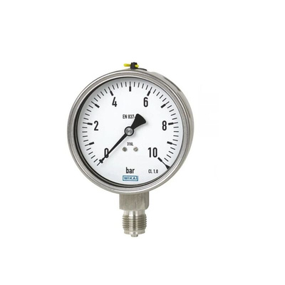 WIKA 3/4 in Analogue Pressure Gauge 60bar Bottom Entry, 48792753, 0bar min.