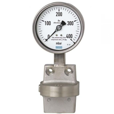 WIKA G 1/2 Analogue Differential Pressure Gauge 2bar Bottom Entry, 48605883, 0bar min.