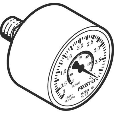 Festo R 1/8 Analogue Pressure Gauge J Back Entry, MAP-40-4-1/8-EN, 0bar min., 162842