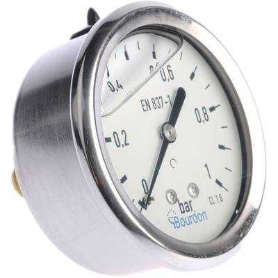 Bourdon Analogue Pressure Gauge Back Entry, MIT3F22B15, UKAS, 0bar min.