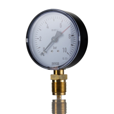 WIKA G 1/2 Analogue Pressure Gauge 15bar Bottom Entry, 9010289, -1bar min., 111.10
