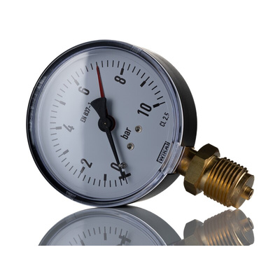 WIKA G 1/2 Analogue Pressure Gauge 15bar Bottom Entry, 9020284, -1bar min., 111.10