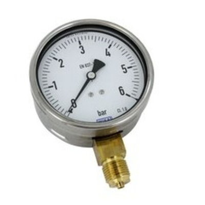 WIKA G 1/2 Analogue Pressure Gauge 6bar Bottom Entry, 9022589, 0bar min., 213.53