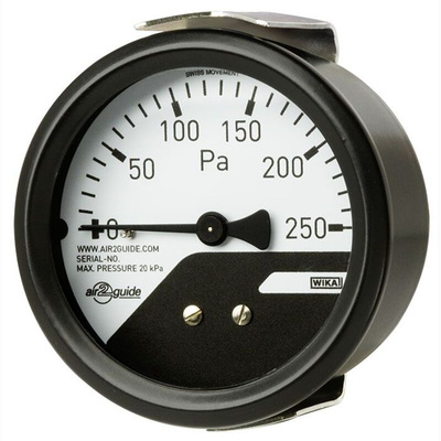 WIKA 4 to 6 mm Analogue Differential Pressure Gauge 400Pa Back Entry, 40421894, 0Pa min.