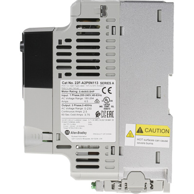 Allen Bradley Inverter Drive, 0.4 kW, 1 Phase, 230 V ac, 2.5 A, PowerFlex 4M Series