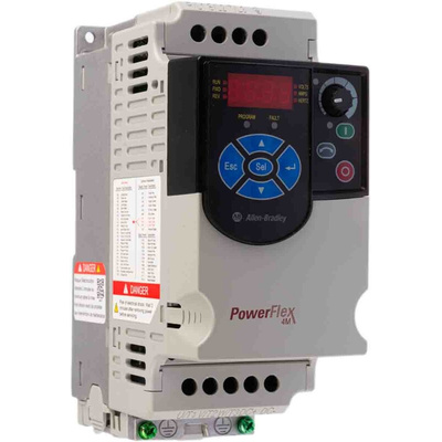 Allen Bradley Inverter Drive, 0.4 kW, 1 Phase, 240 V ac, 2.5 A, PowerFlex 4M Series