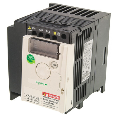 Schneider Electric Inverter Drive, 1.5 kW, 3 Phase, 230 V ac, 9.3 A, ATV 12 Series