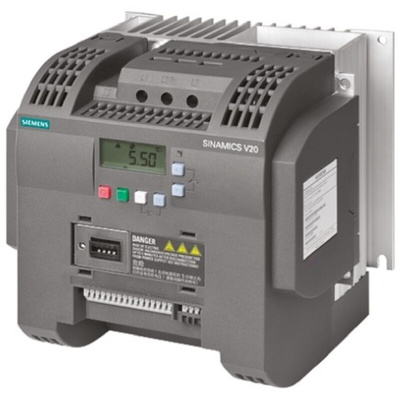 Siemens Inverter Drive, 5.5 kW, 3 Phase, 400 V ac, 11 A, 12.5 A, SINAMICS V20 Series