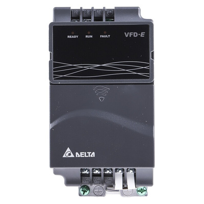 Delta Electronics Inverter Drive, 0.75 kW, 1 Phase, 230 V ac, 5.1 A, 9.7 A, VFD-E Series