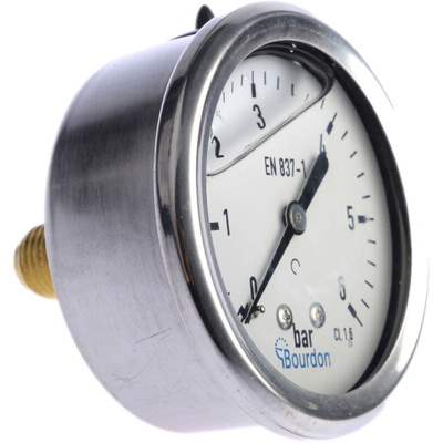 Bourdon Analogue Pressure Gauge 6bar Back Entry, MIT3-F22.B20, 0bar min.