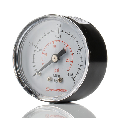 Norgren Analogue Pressure Gauge 1.6bar Back Entry, 18-015-010, 0bar min.