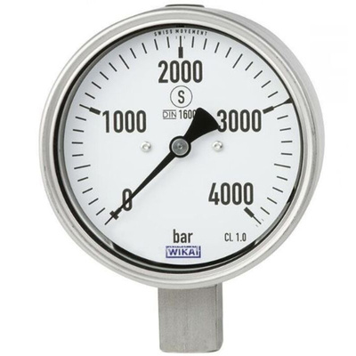 WIKA M16 x 1.5 Female Analogue Pressure Gauge 4000bar Back Entry, 48791140, 0bar min.