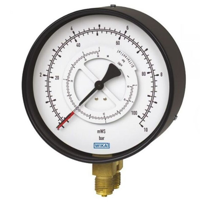 WIKA G 1/2 Analogue Differential Pressure Gauge 6bar Bottom Entry, 9042237, 0bar min.