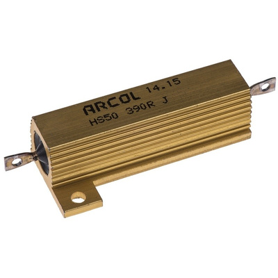 Arcol HS50 Series Aluminium Housed Axial Wire Wound Panel Mount Resistor, 390Ω ±5% 50W