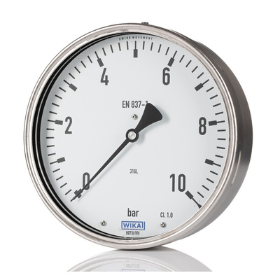WIKA G 1/2 Analogue Pressure Gauge 1.6bar Back Entry, 9163522, 0bar min., 233.50