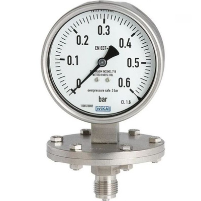 WIKA DN 50 Analogue Pressure Gauge 6bar Bottom Entry, 48670373, 0bar min.