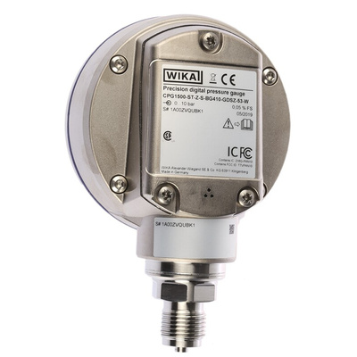 WIKA G 1/2 Digital Pressure Gauge 10bar Bottom Entry, 46885356, Wireless, 0bar min.